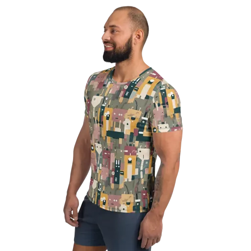 Robot Reverie on a Men's Athletic T-Shirt