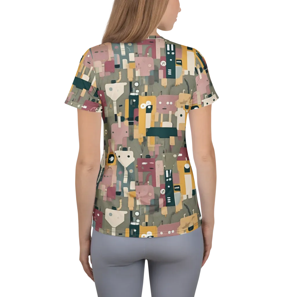 Robot Reverie on Women's Athletic T-Shirt — Back