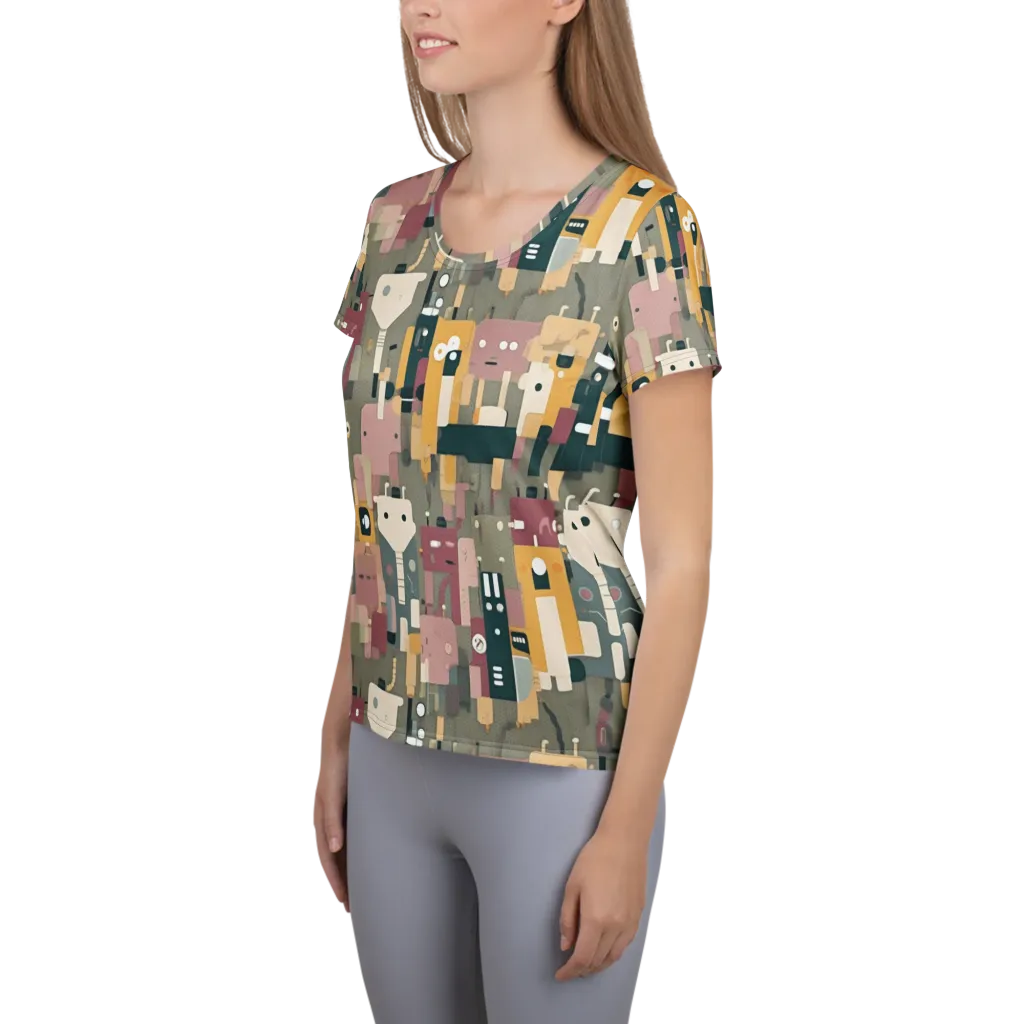 Robot Reverie on Women's Athletic T-Shirt — Left
