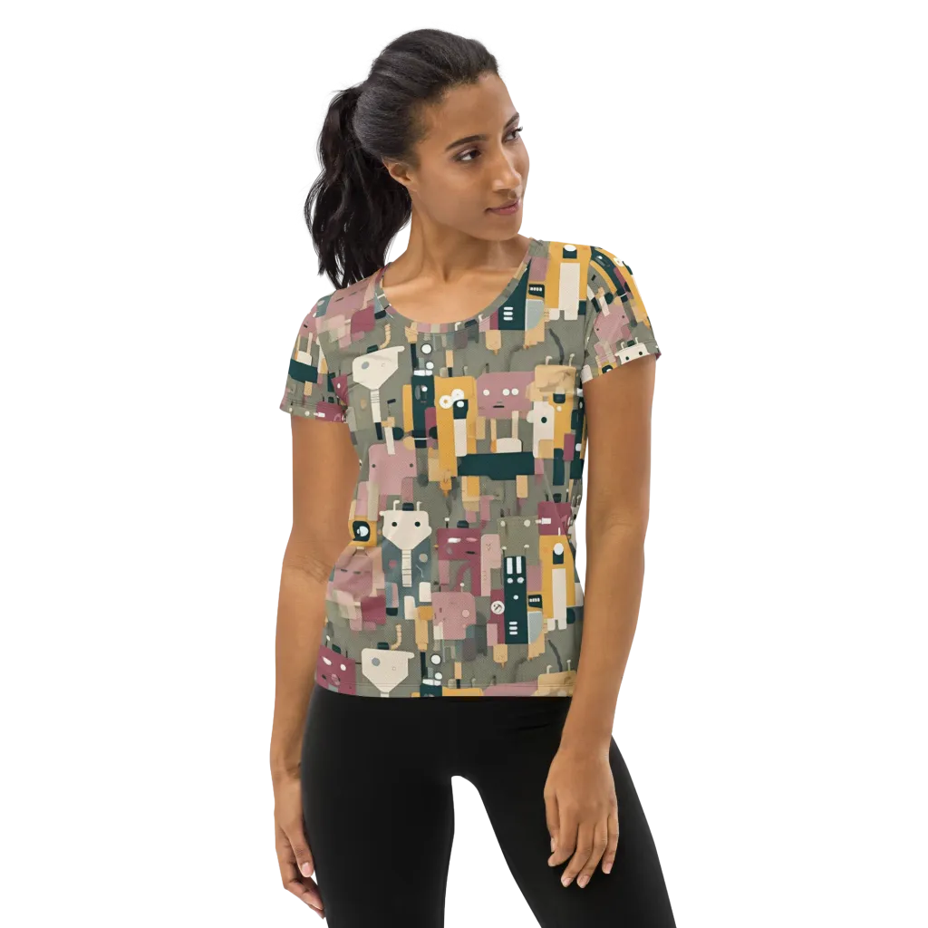 Robot Reverie on Women's Athletic T-Shirt — Front
