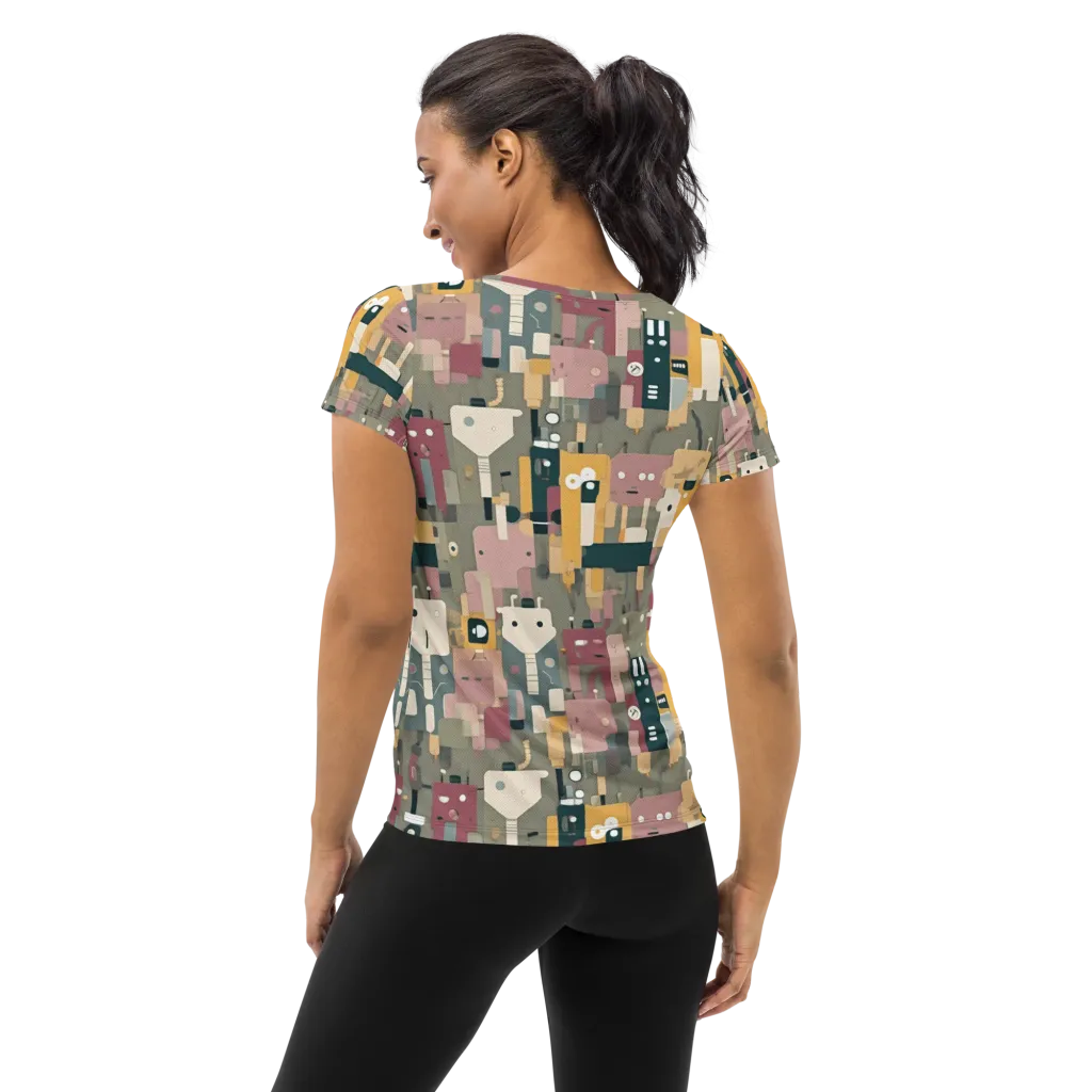 Robot Reverie on Women's Athletic T-Shirt — Back