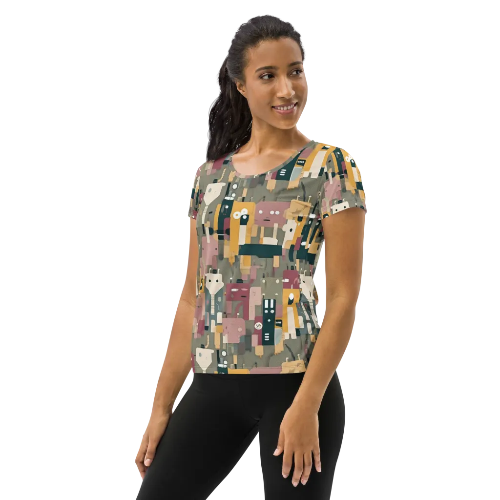 Robot Reverie on Women's Athletic T-Shirt — Left