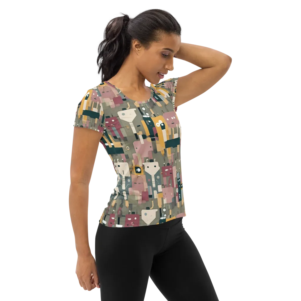 Robot Reverie on Women's Athletic T-Shirt — Right