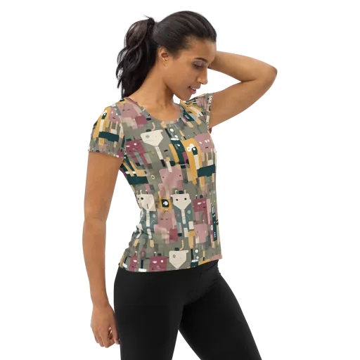 Robot Reverie on a Women's Athletic T-Shirt