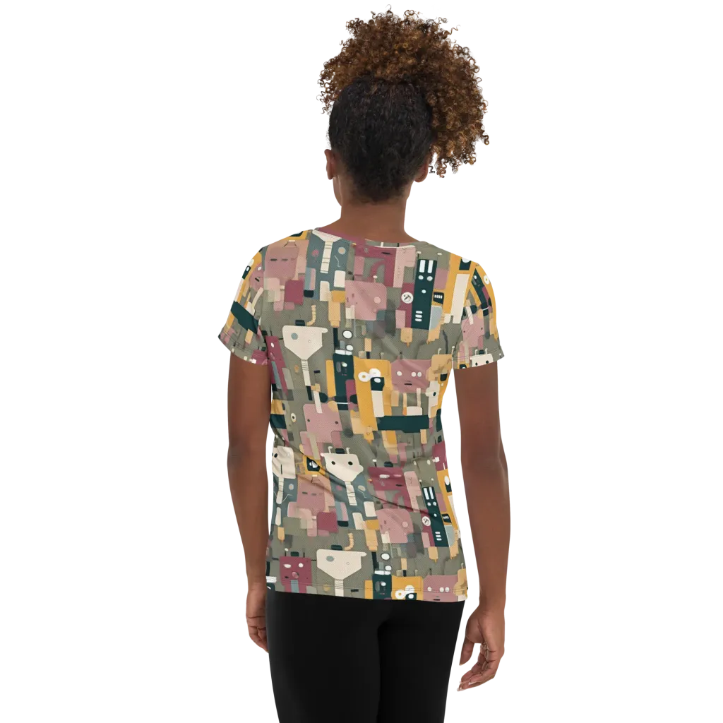 Robot Reverie on Women's Athletic T-Shirt — Back