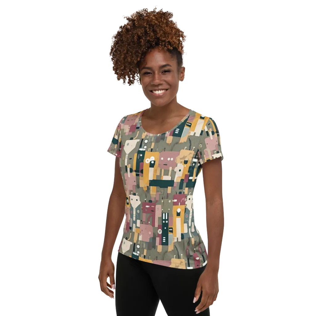 Robot Reverie on Women's Athletic T-Shirt — Left