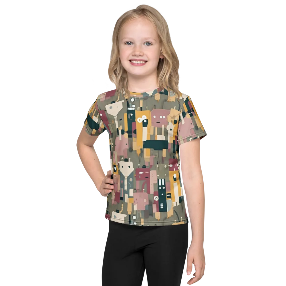 Robot Reverie on Kids Crew Neck T-Shirt — Front