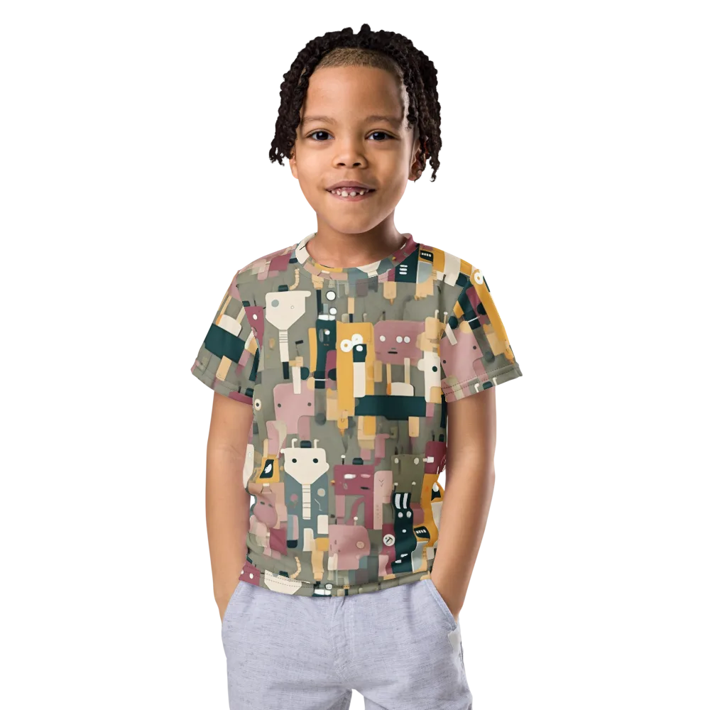 Robot Reverie on Kids Crew Neck T-Shirt — Front