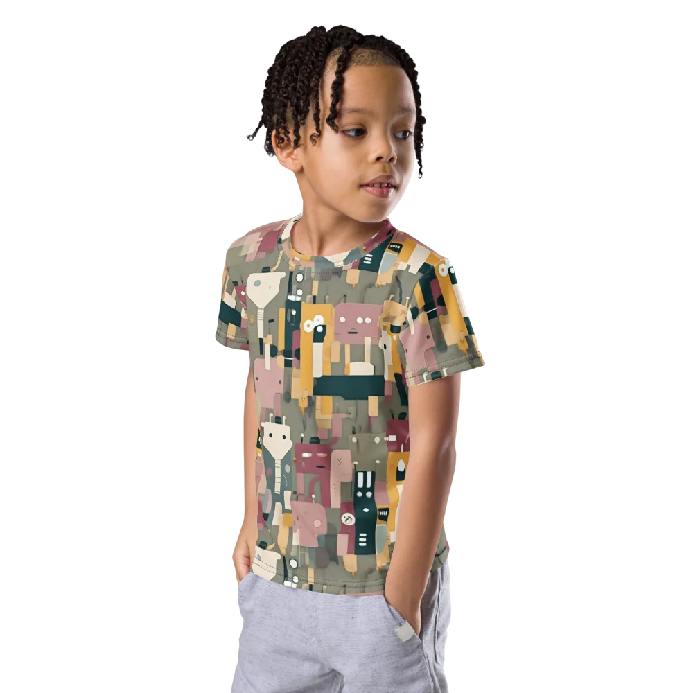 Robot Reverie on Kids Crew Neck T-Shirt — Left Front