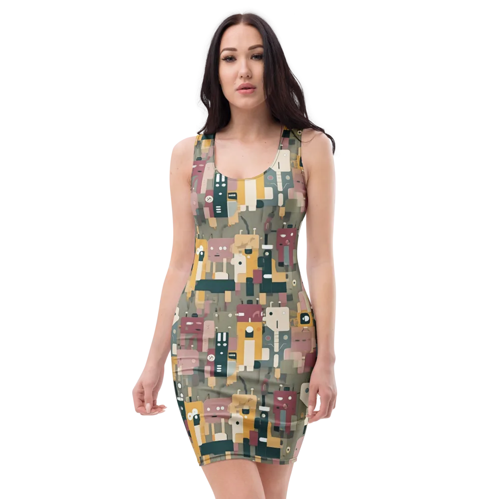 Robot Reverie on Bodycon Dress — Front
