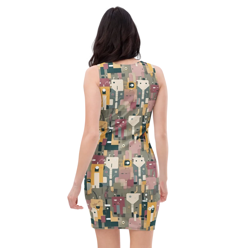 Robot Reverie on Bodycon Dress — Back