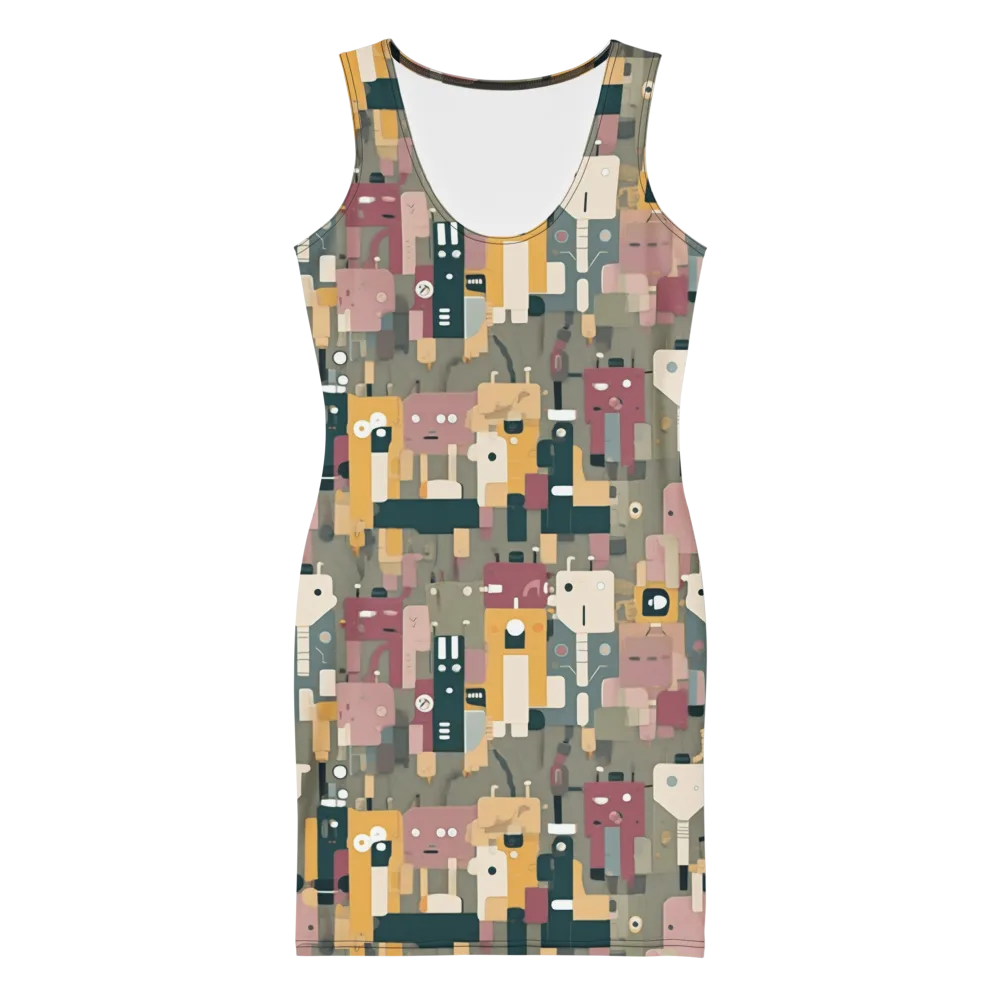 Robot Reverie on Bodycon Dress — Front