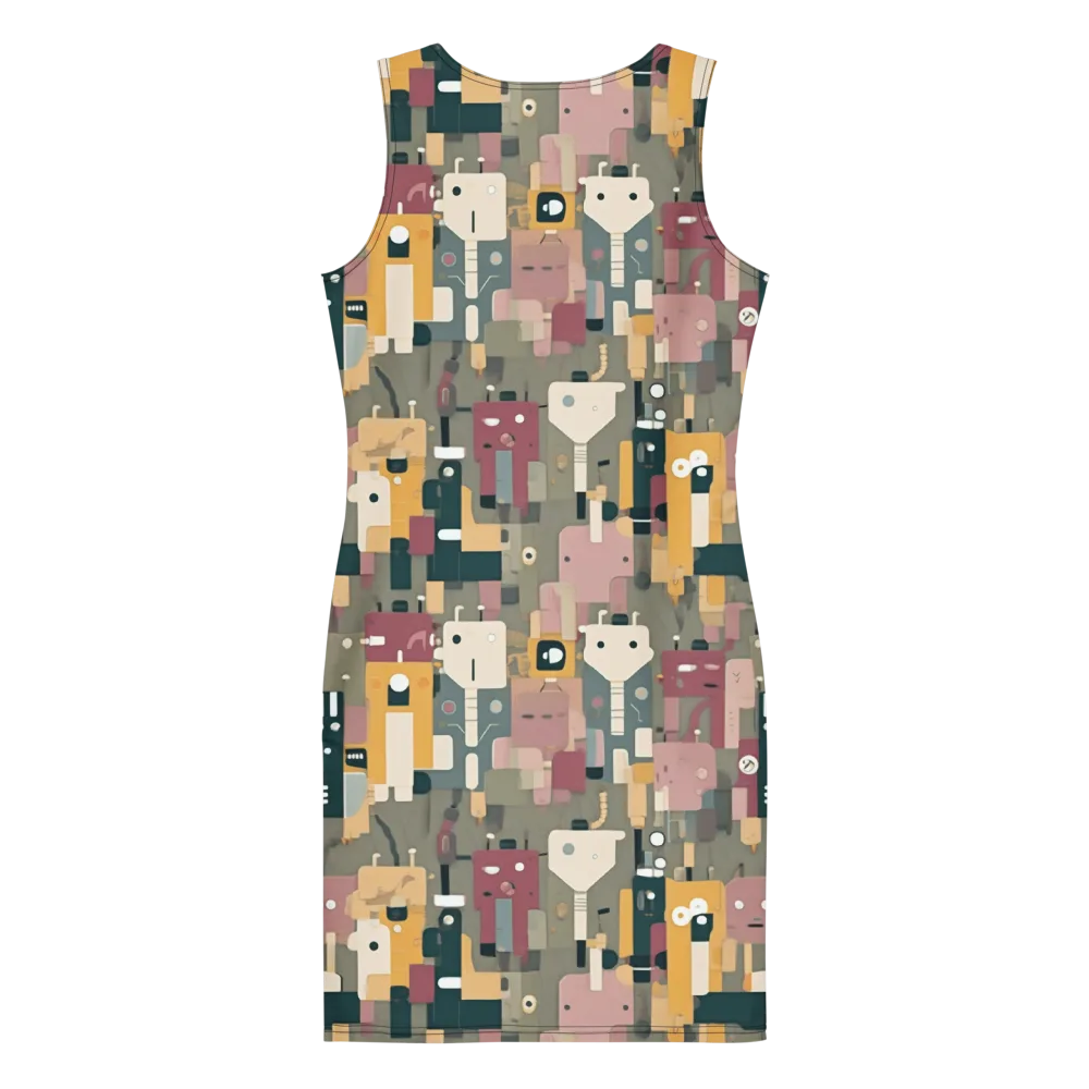Robot Reverie on Bodycon Dress — Back