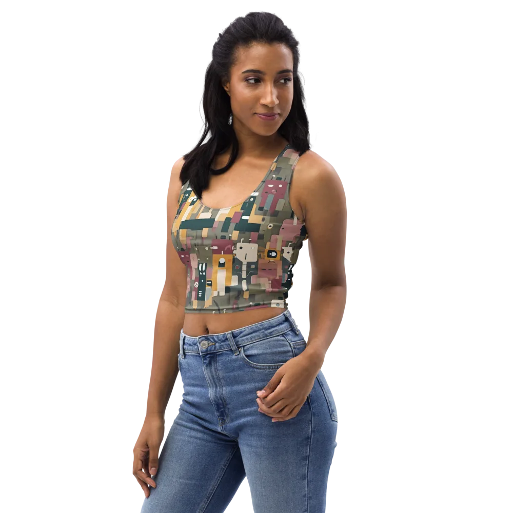 Robot Reverie on Crop Top — Left Front