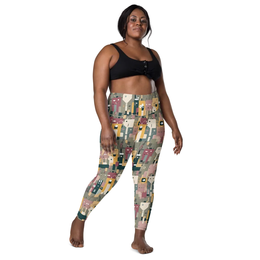 Robot Reverie on Leggings with Pockets — Front