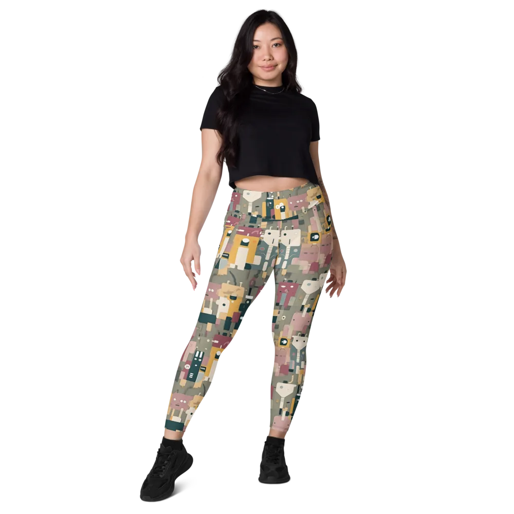 Robot Reverie on Leggings with Pockets — Front