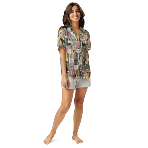 Robot Reverie on a Women's Short Sleeve Pajama Top