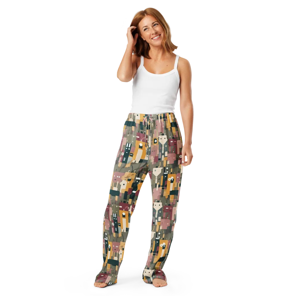 Robot Reverie on Women's Pajama Pants — Front