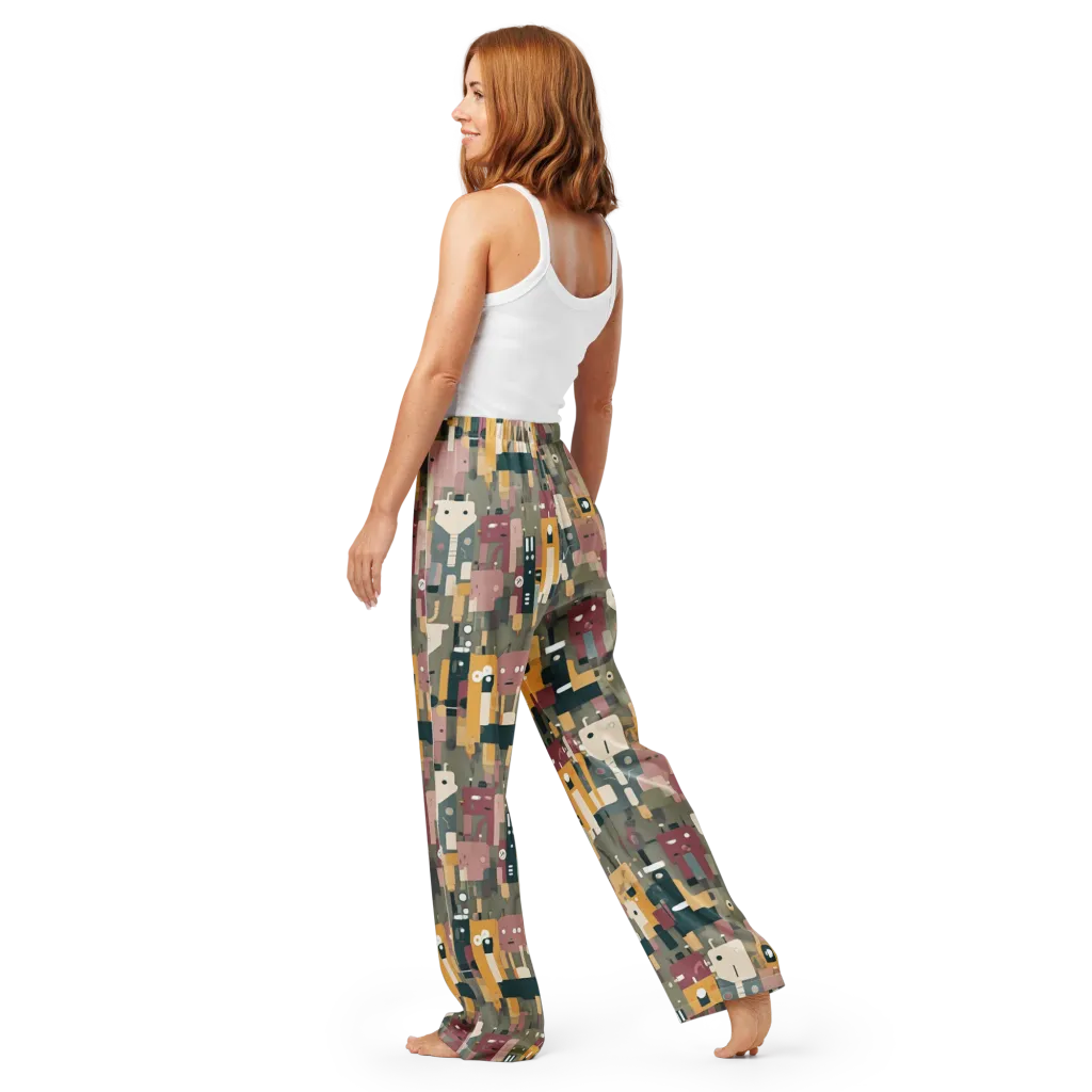 Robot Reverie on Women's Pajama Pants — Back