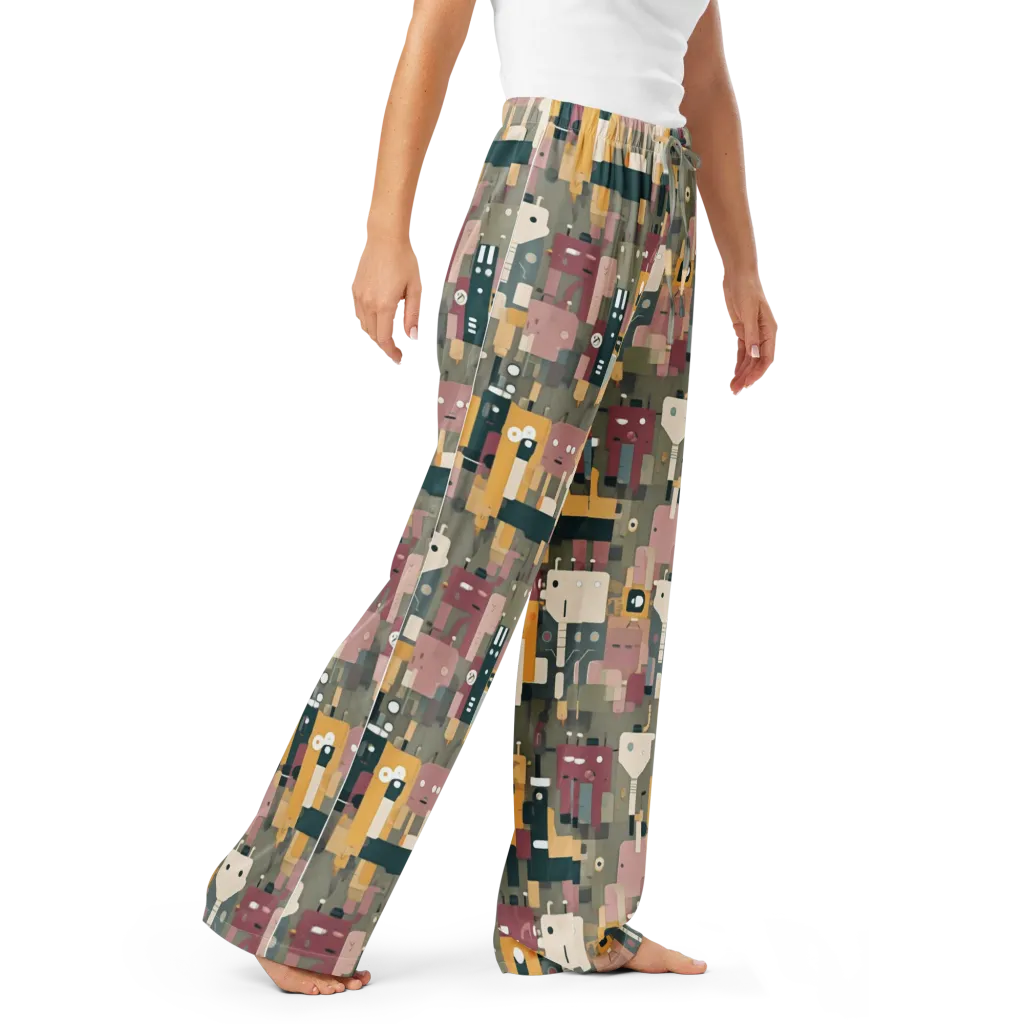 Robot Reverie on Women's Pajama Pants — Right Front