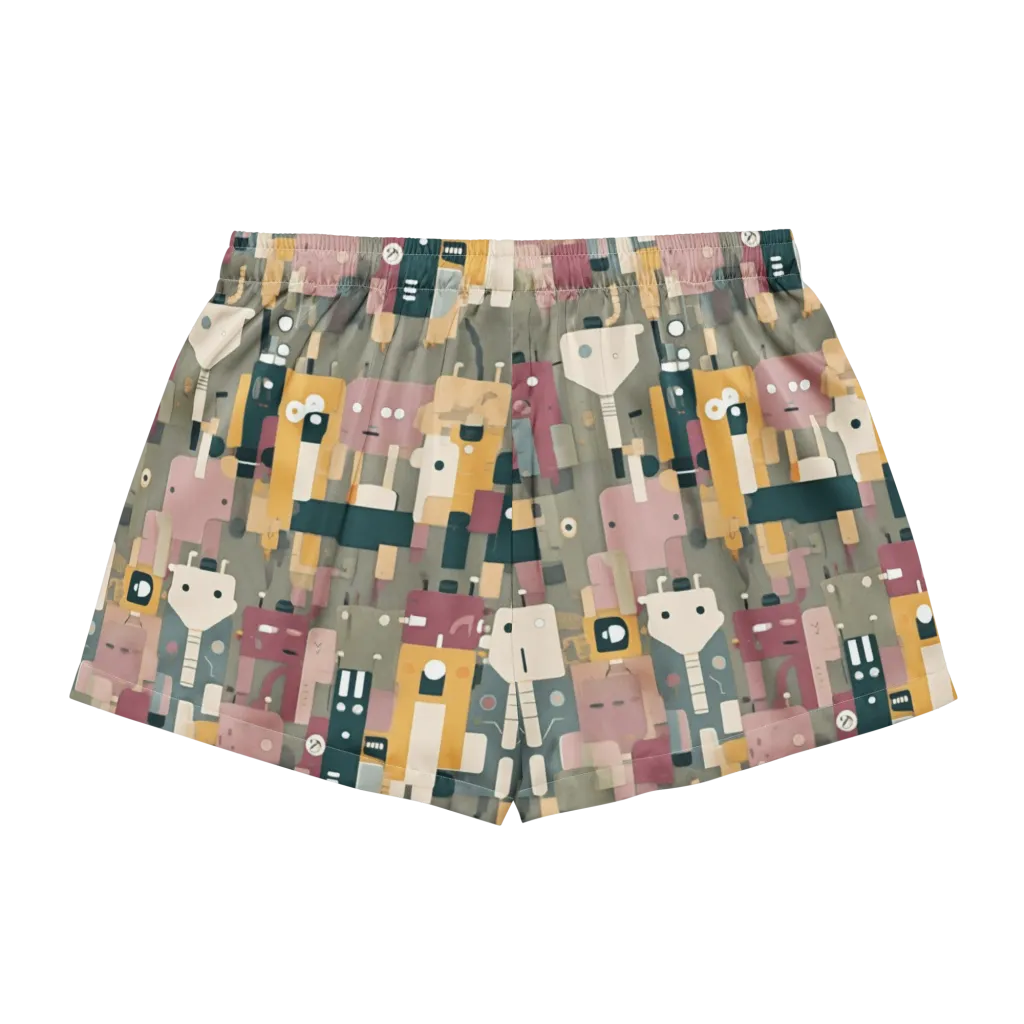 Robot Reverie on Women's Pajama Shorts — Back