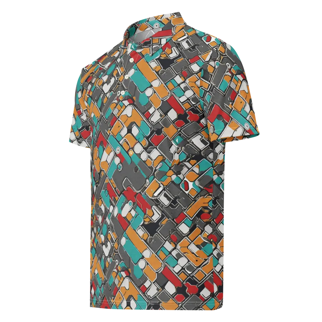 Neon Switchboard on Men's Slim Fit Polo Shirt — Left Front
