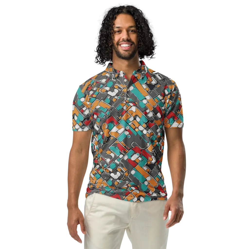 Neon Switchboard on Men's Slim Fit Polo Shirt — Front