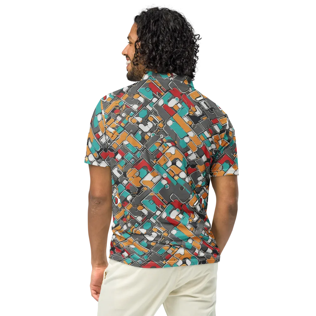 Neon Switchboard on Men's Slim Fit Polo Shirt — Back