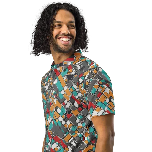 Neon Switchboard on a Men's Slim Fit Polo Shirt
