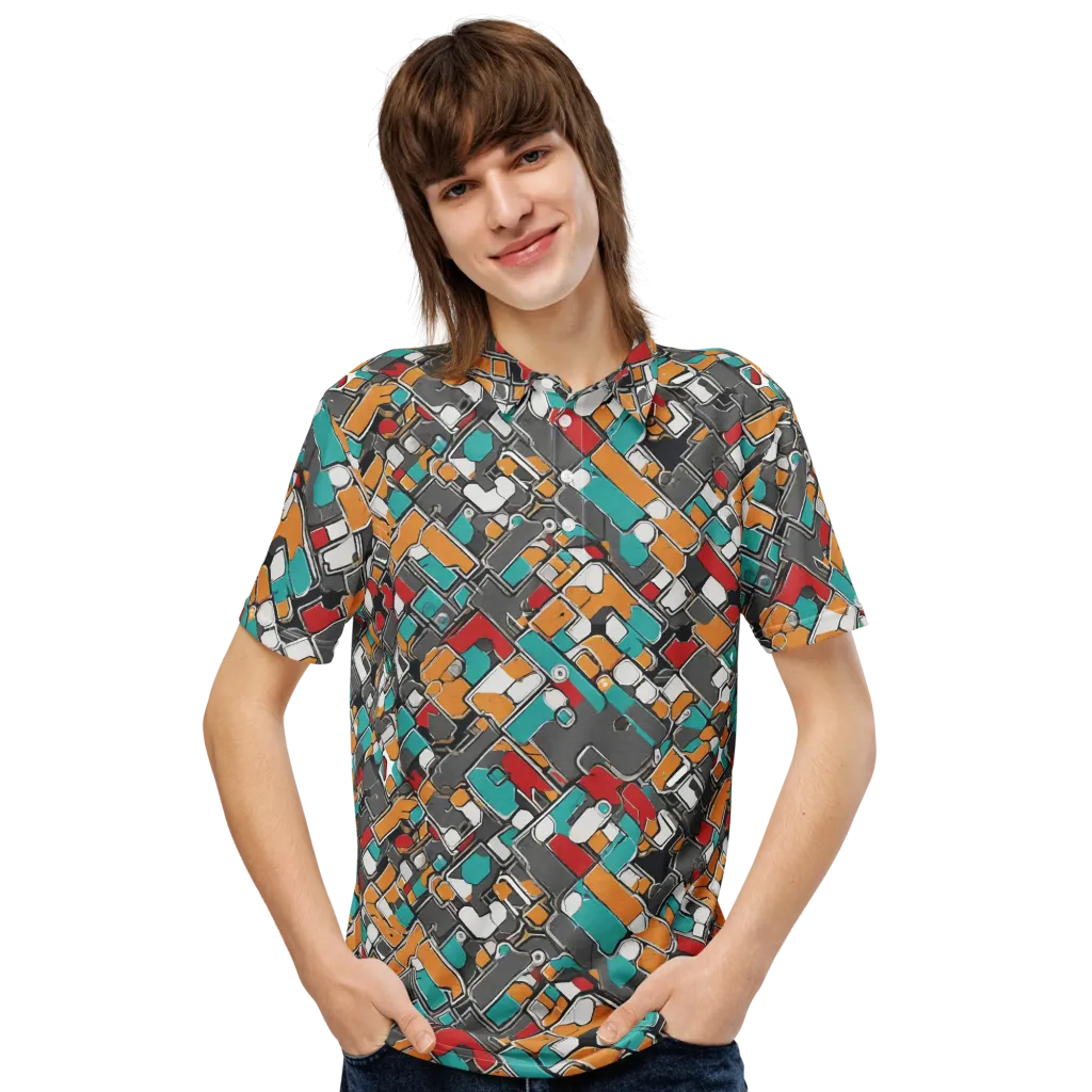Neon Switchboard on Men's Slim Fit Polo Shirt — Front