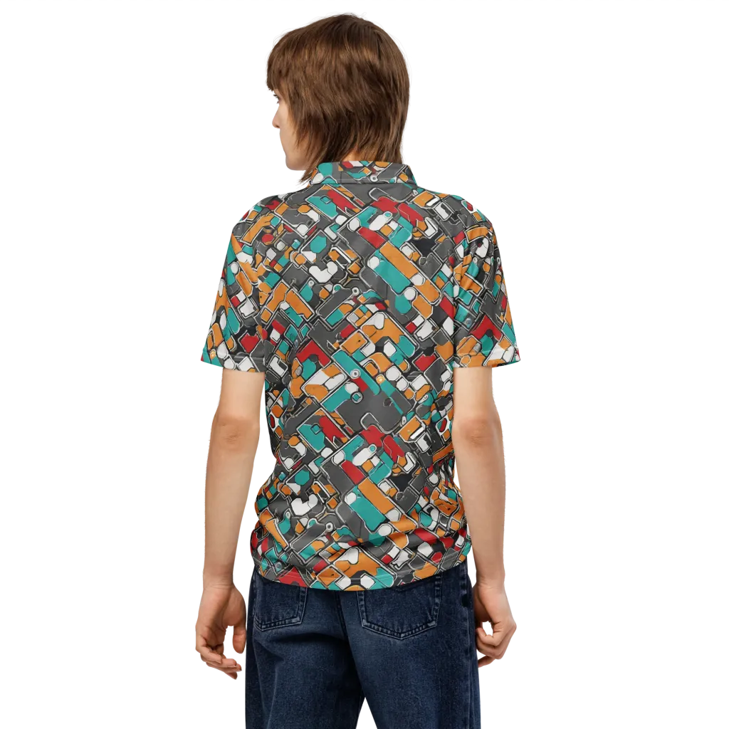 Neon Switchboard on Men's Slim Fit Polo Shirt — Back