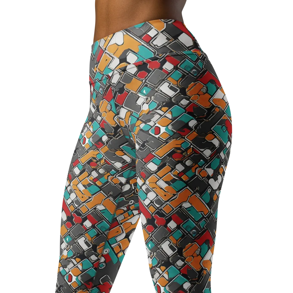 Neon Switchboard on Yoga Leggings — Left Front