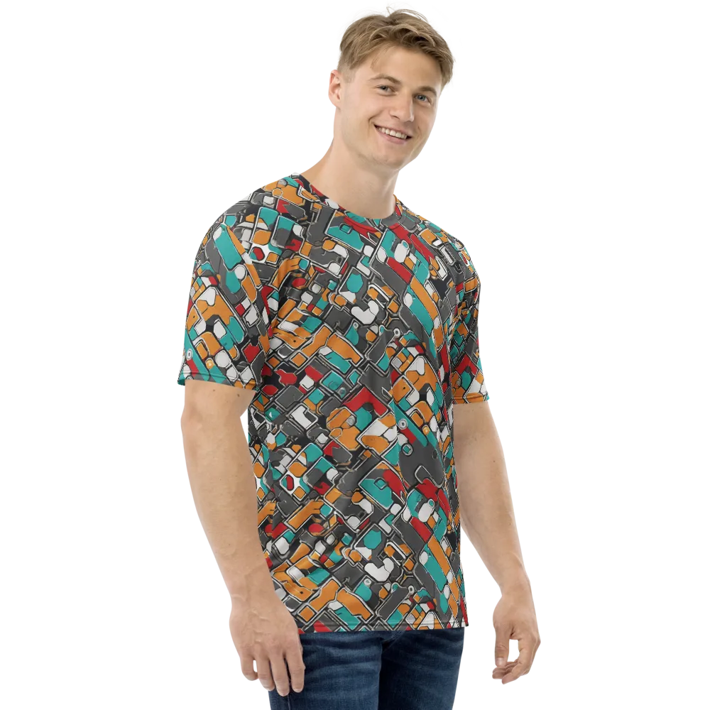 Neon Switchboard on Men's Crew Neck T-Shirt — Right