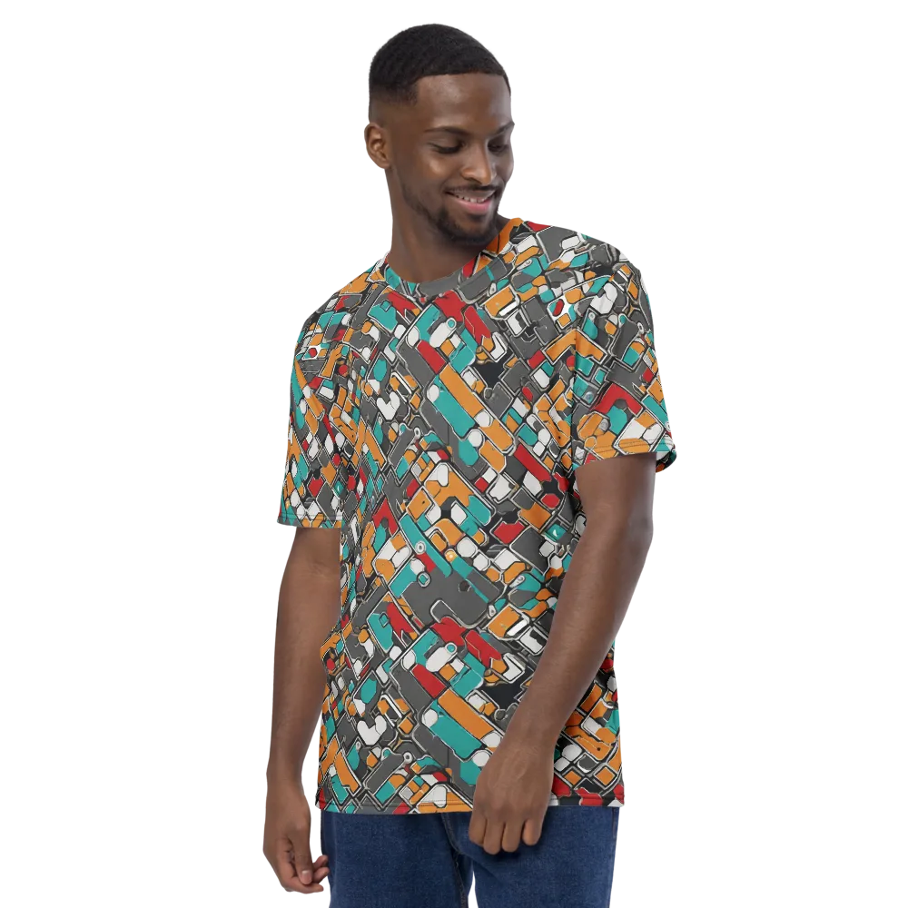 Neon Switchboard on Men's Crew Neck T-Shirt — Left