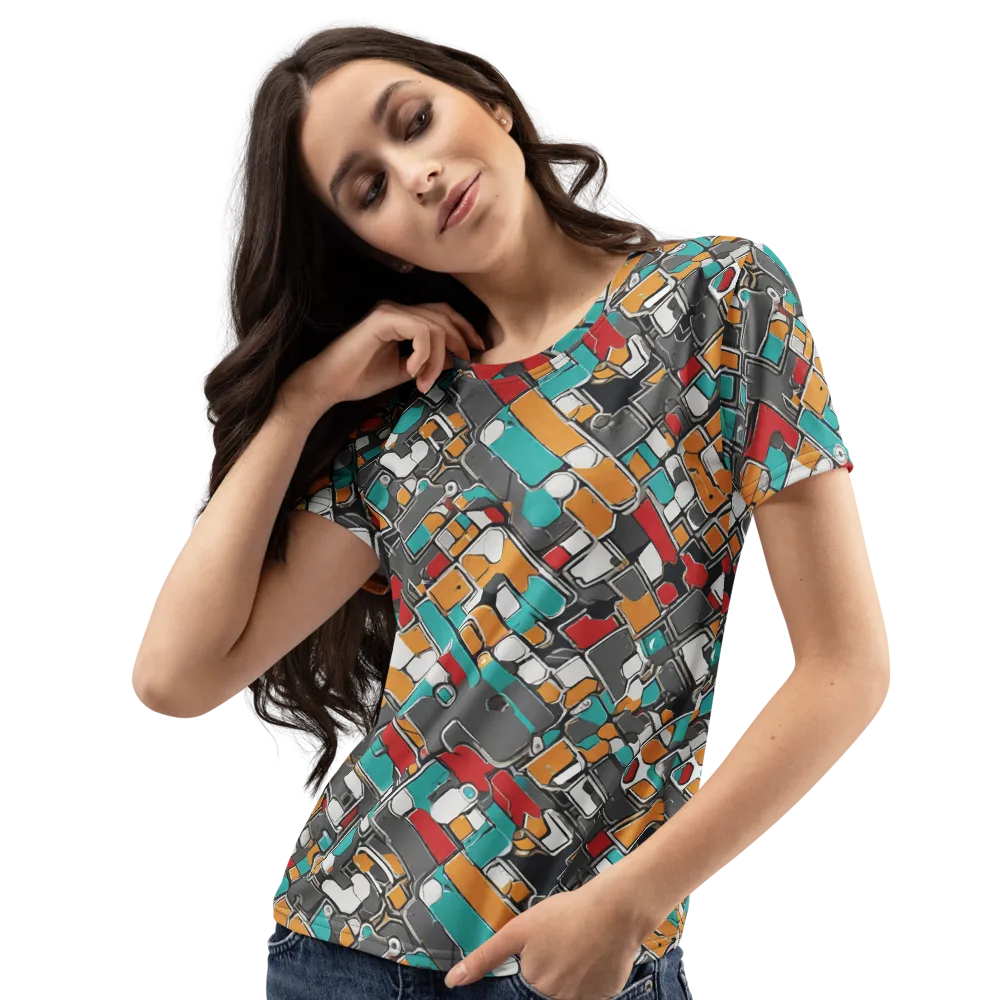 Neon Switchboard on Women's Crew Neck T-Shirt — Left Front