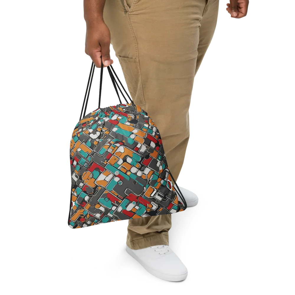 Neon Switchboard on Drawstring Bag — Front