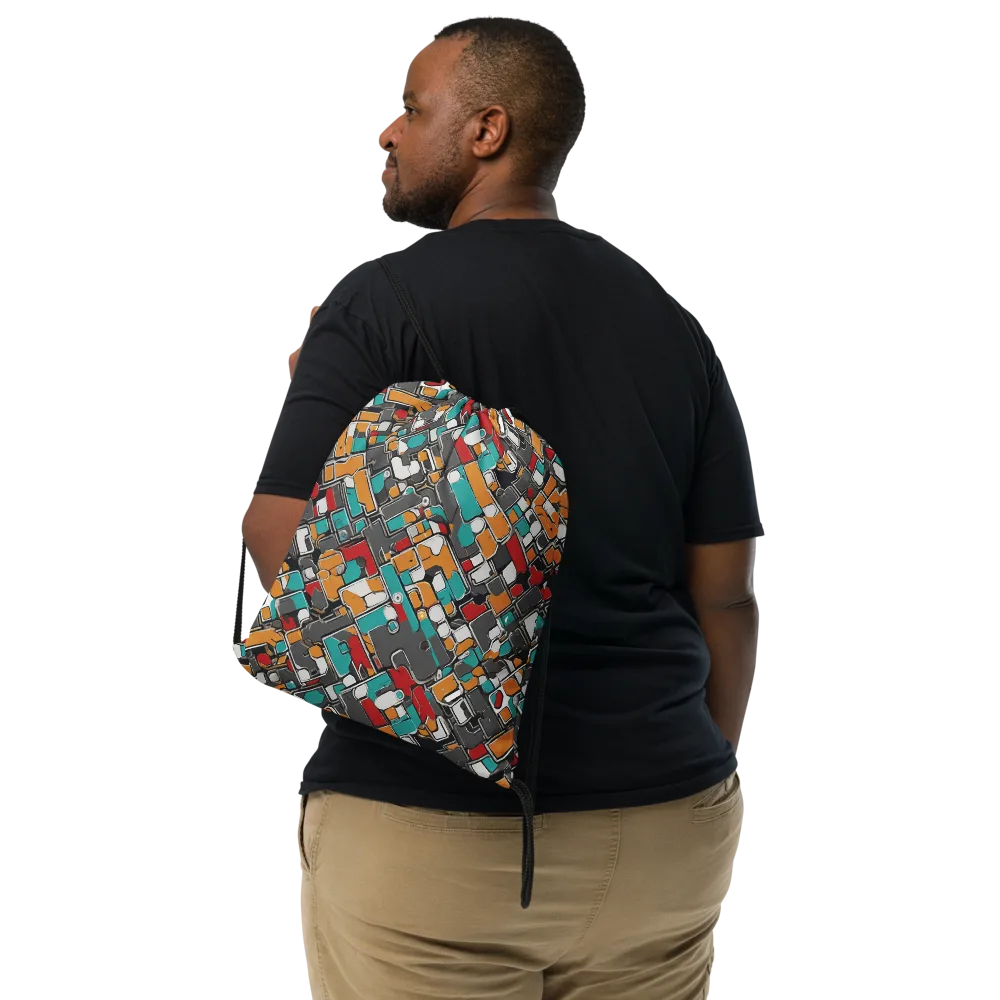 Neon Switchboard on Drawstring Bag — Front