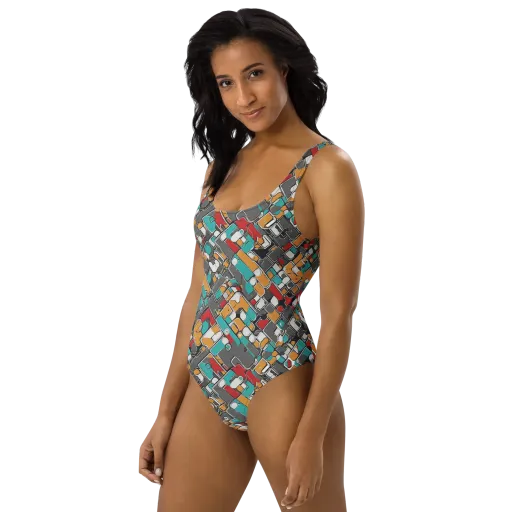 Neon Switchboard on a One-Piece Swimsuit