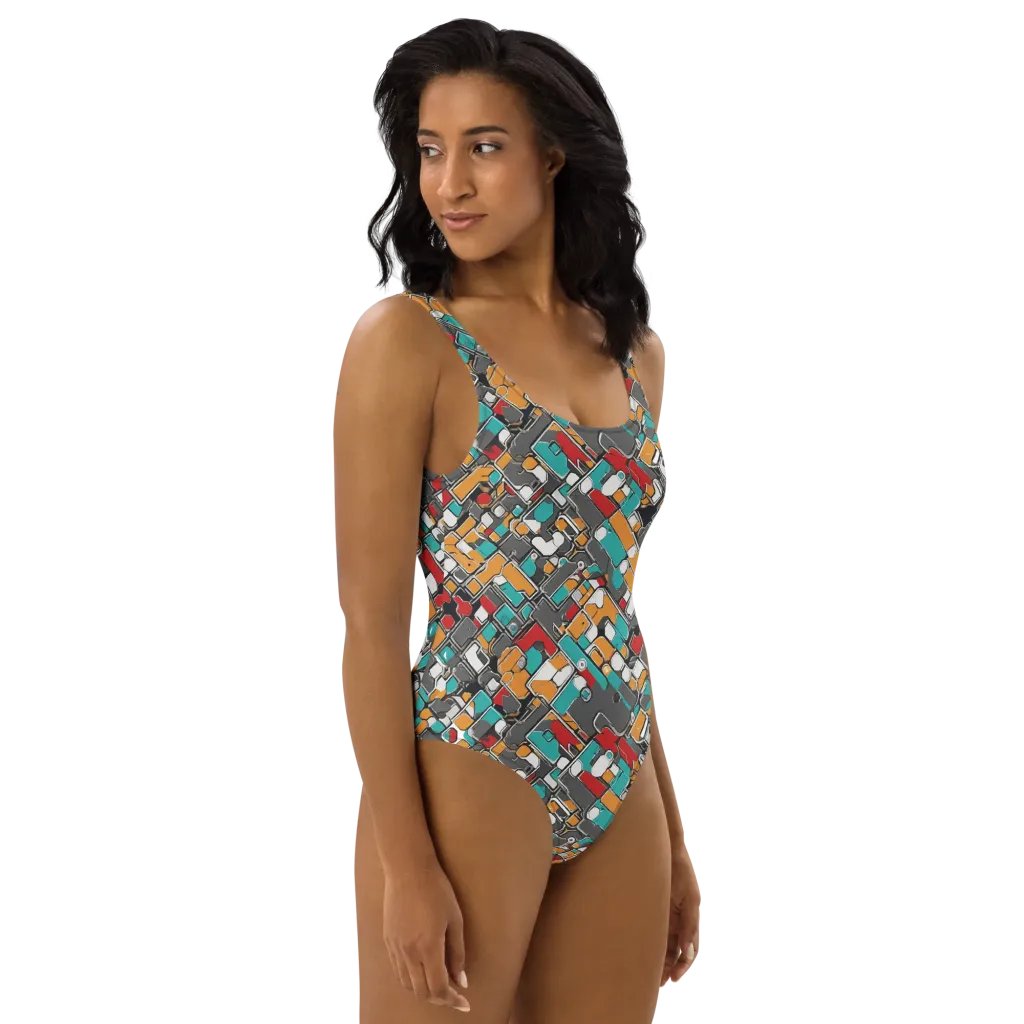 Neon Switchboard on One-Piece Swimsuit — Right