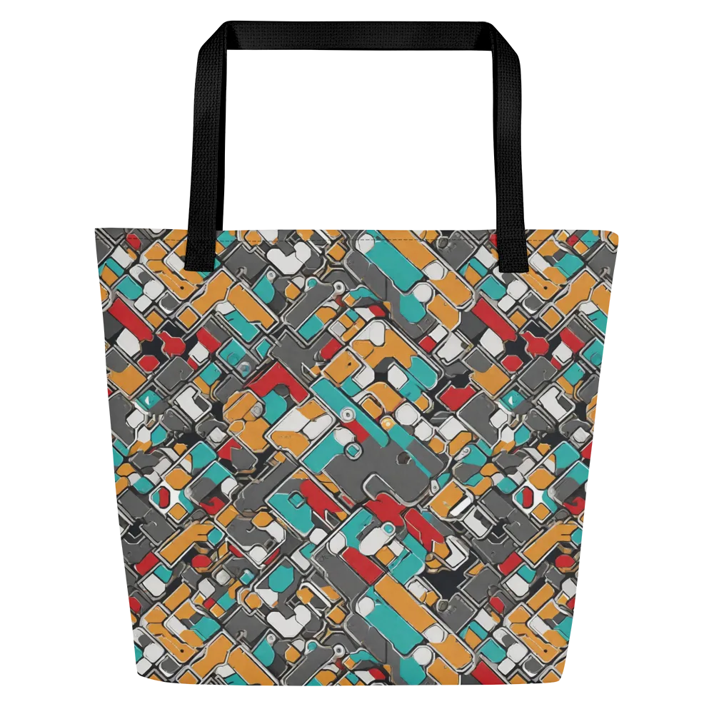 Neon Switchboard on Large Tote Bag W/ Pocket — Front
