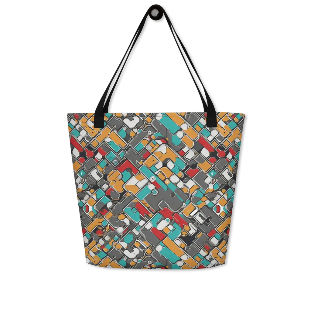 Neon Switchboard on Large Tote Bag W/ Pocket — Front