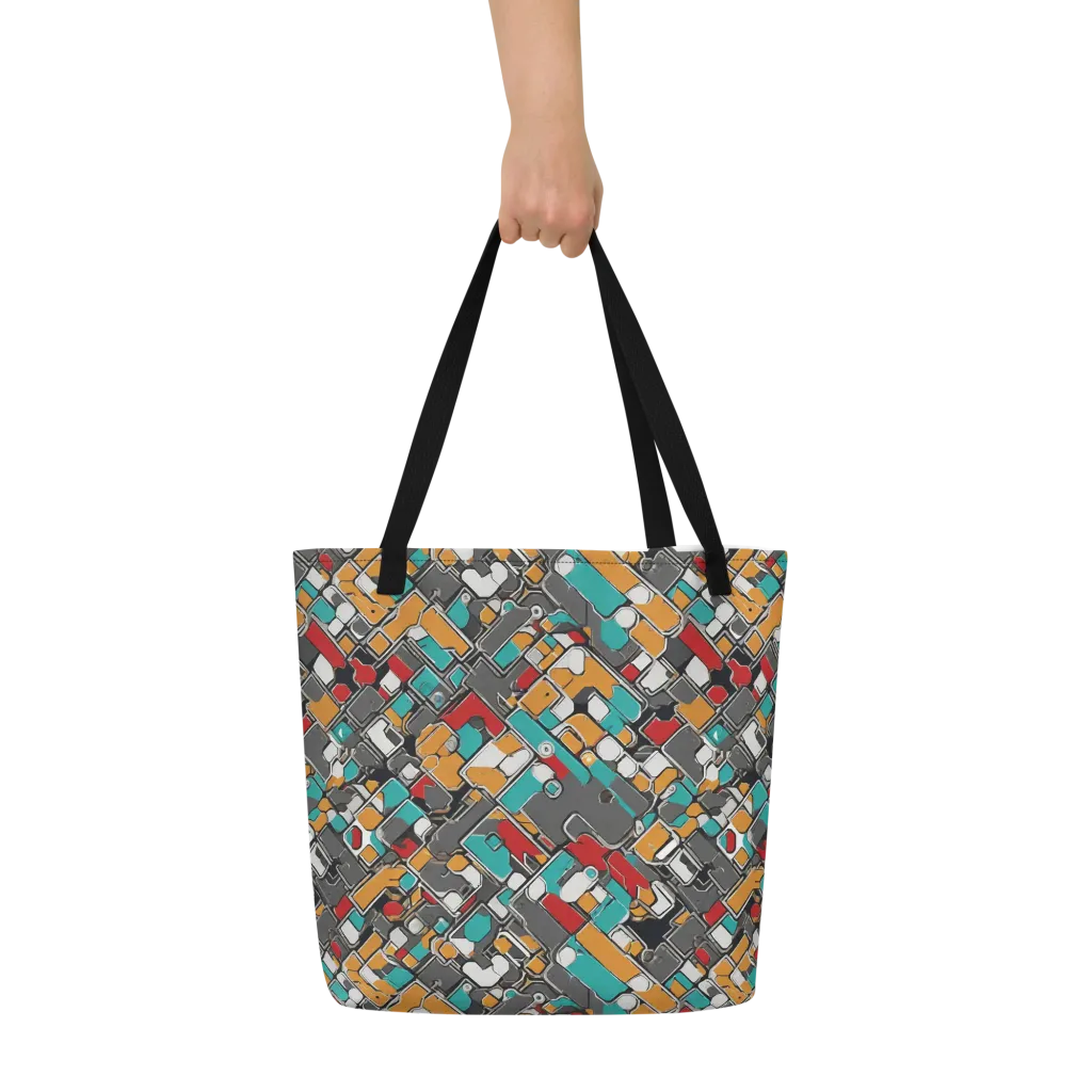 Neon Switchboard on Large Tote Bag W/ Pocket — Front