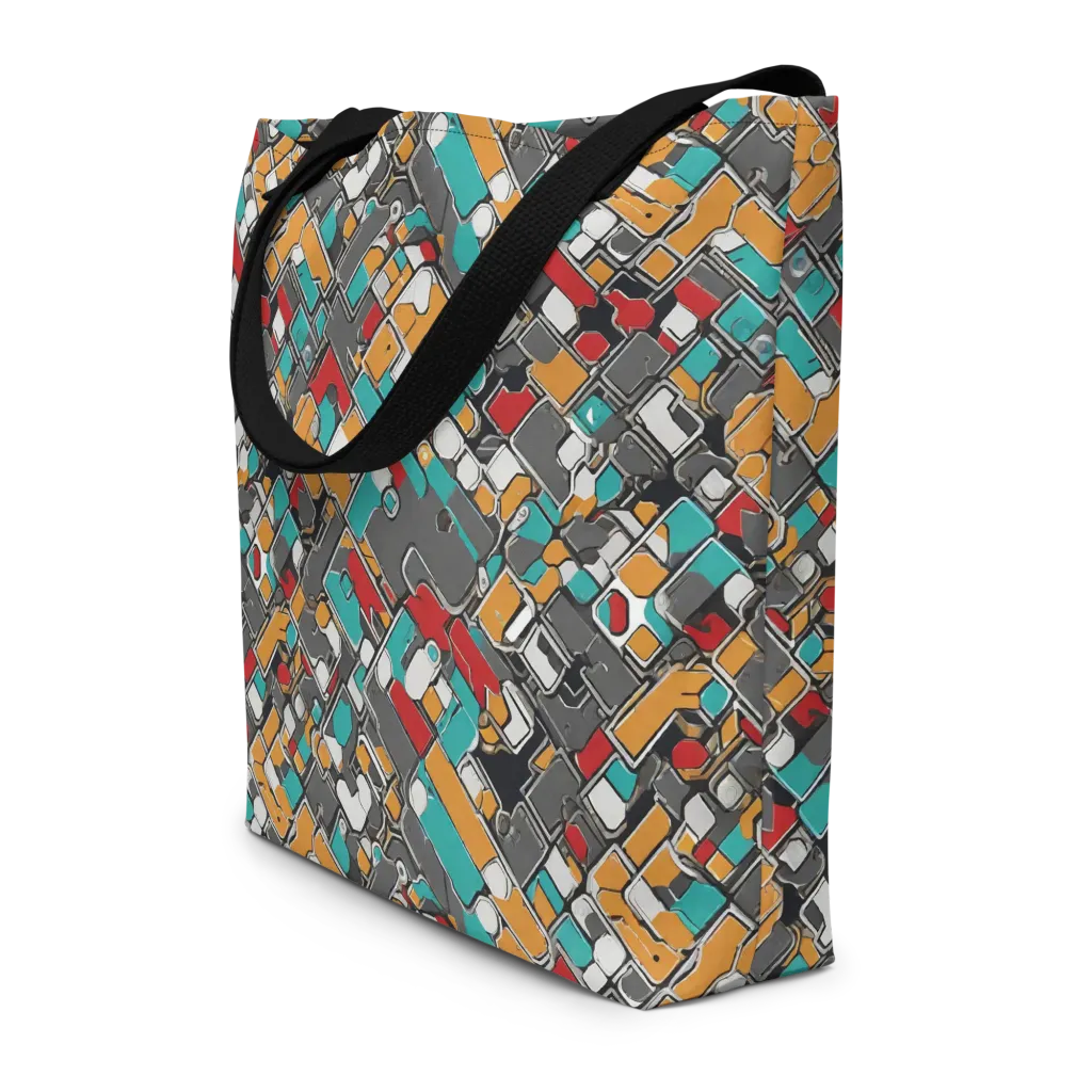 Neon Switchboard on Large Tote Bag W/ Pocket — Front