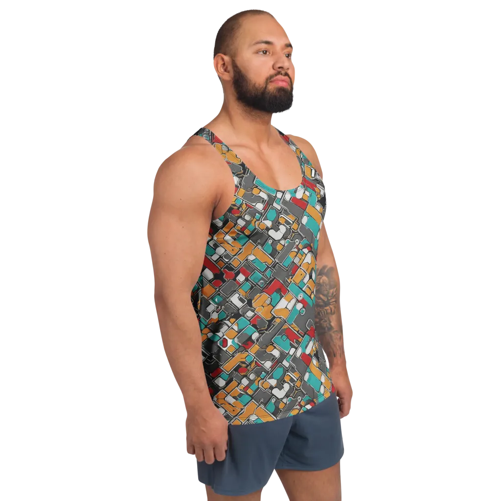 Neon Switchboard on Men's Tank Top — Right Front