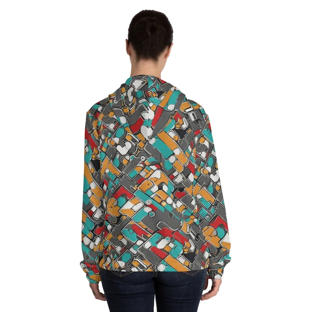 Neon Switchboard on Women's Full-Zip Hoodie — Back On Person