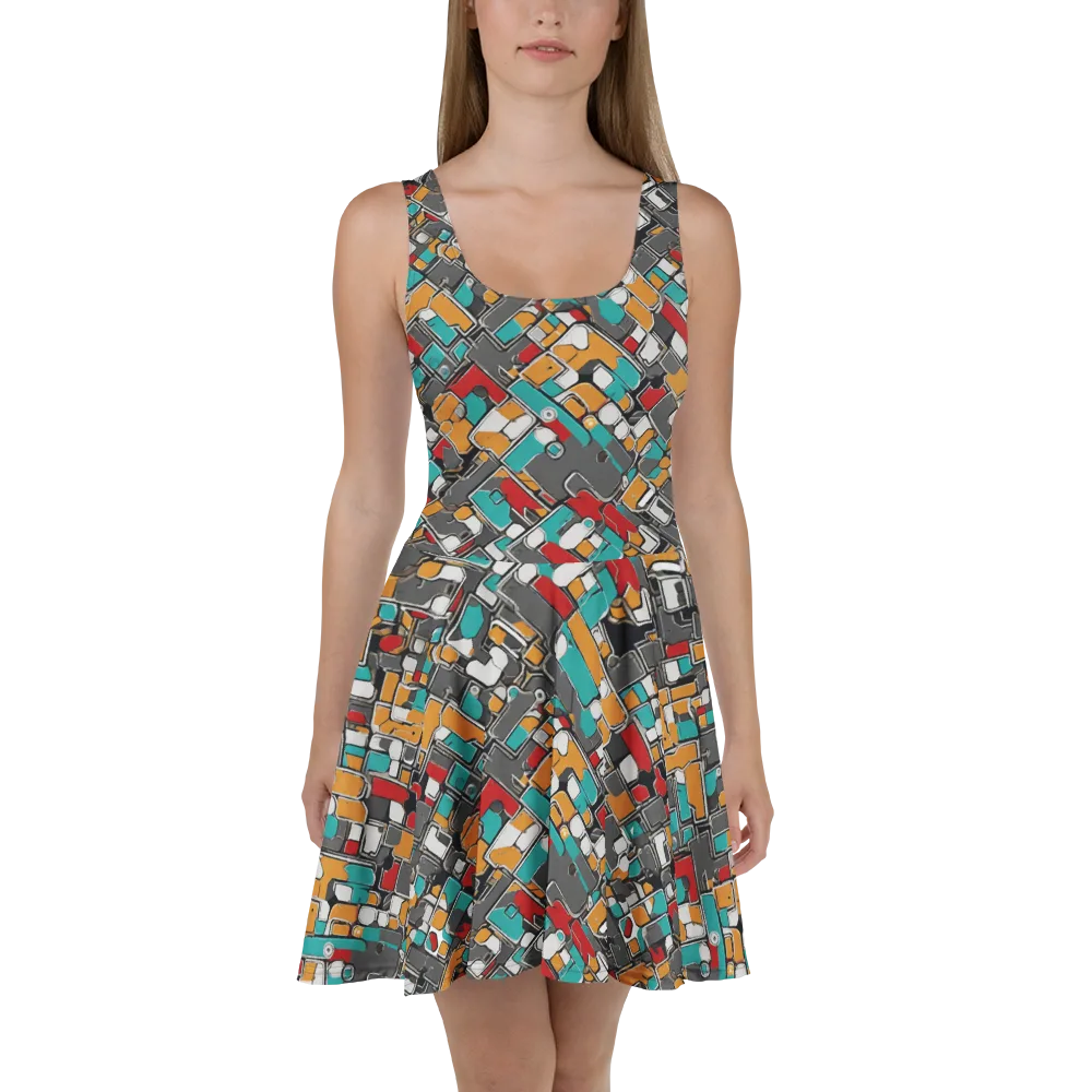 Neon Switchboard on Skater Dress — Front