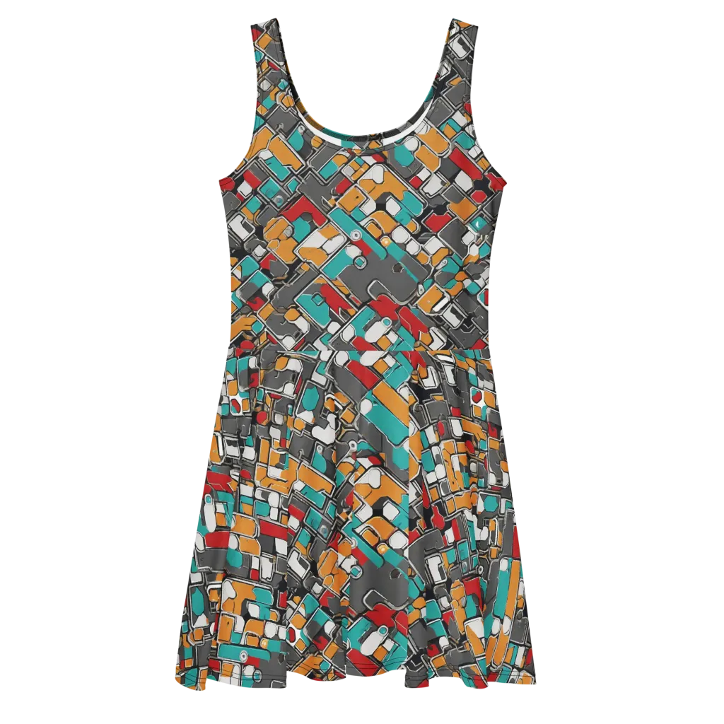 Neon Switchboard on Skater Dress — Front