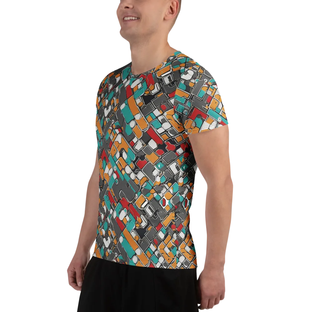 Neon Switchboard on Men's Athletic T-Shirt — Left