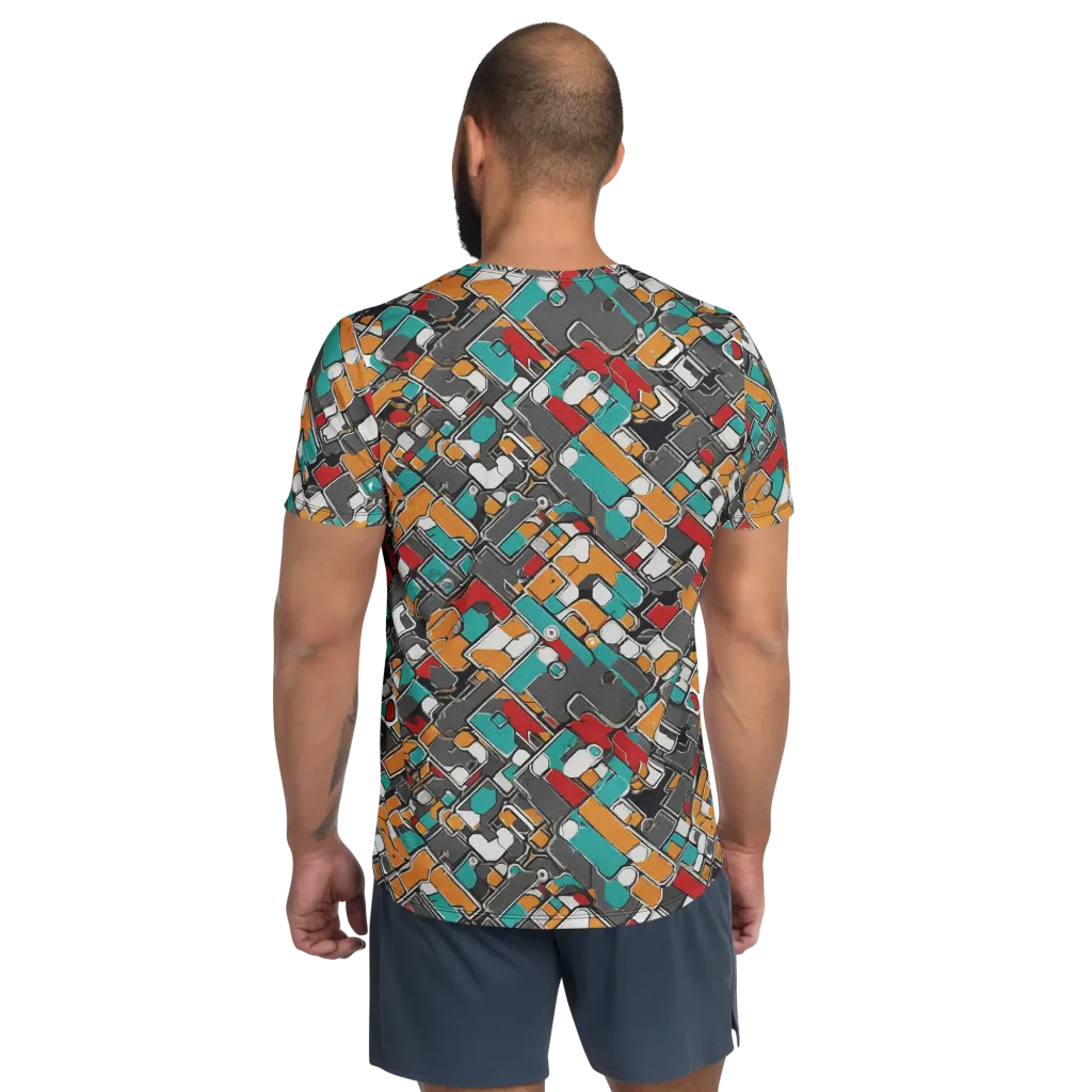 Neon Switchboard on Men's Athletic T-Shirt — Back