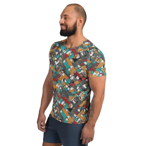 Neon Switchboard on a Men's Athletic T-Shirt